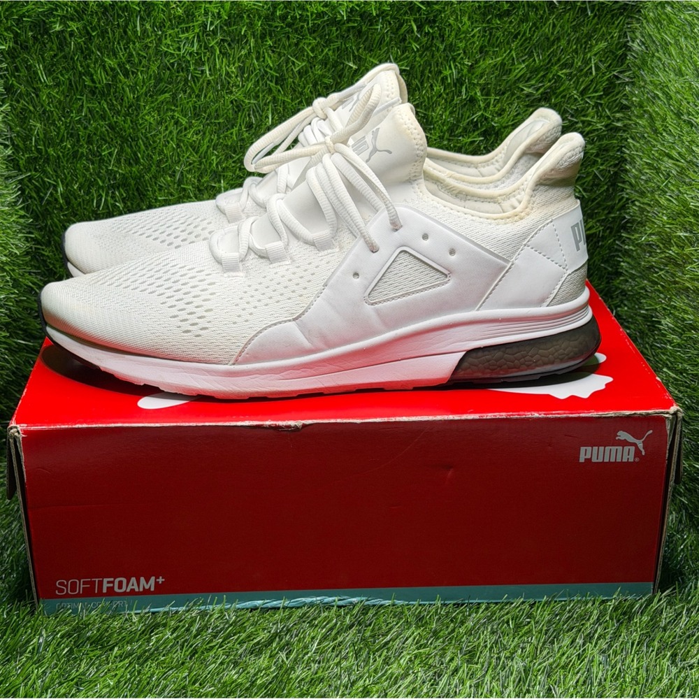 Puma Electron Street Eng Mesh White Black Sneakers 369124-05 Mens size 14